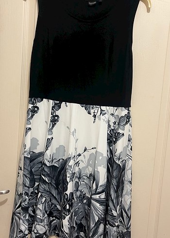 Gri Baskılı Drapeli Uzun Hamile elbisesi - Görsel 2