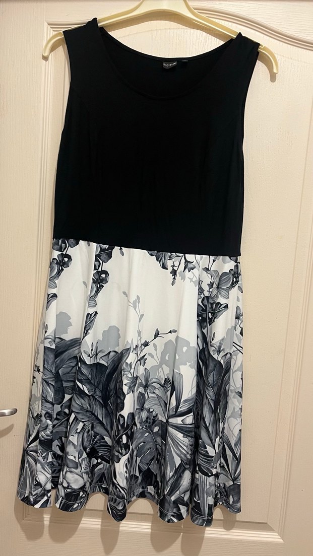 Gri Baskılı Drapeli Uzun Hamile elbisesi - Görsel 2