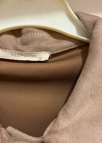 Bej Süet Midi Hamile Ceketi Fermuarlı - Görsel 3