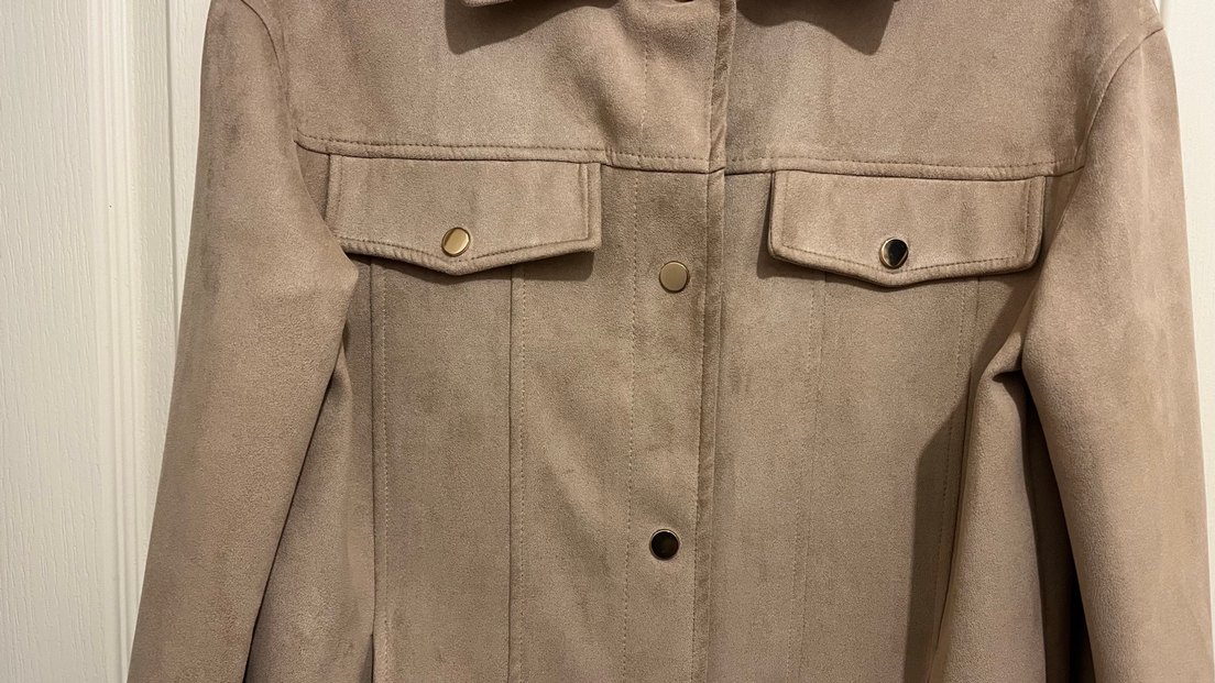 Bej Süet Midi Hamile Ceketi Fermuarlı - Görsel 2