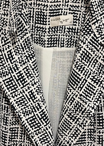 Ekose Desenli Uzun Kadın Ceketi - Görsel 2