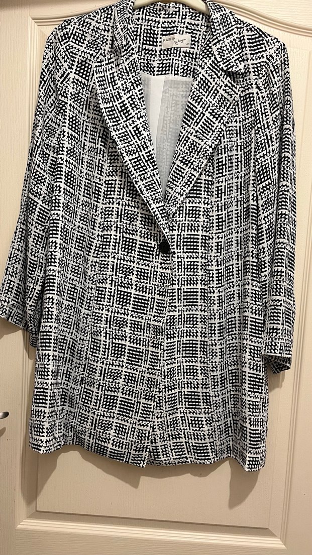 Ekose Desenli Uzun Kadın Ceketi - Görsel 3