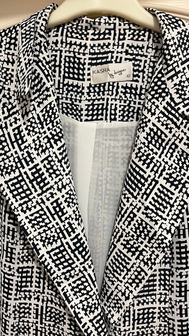 Ekose Desenli Uzun Kadın Ceketi - Görsel 2