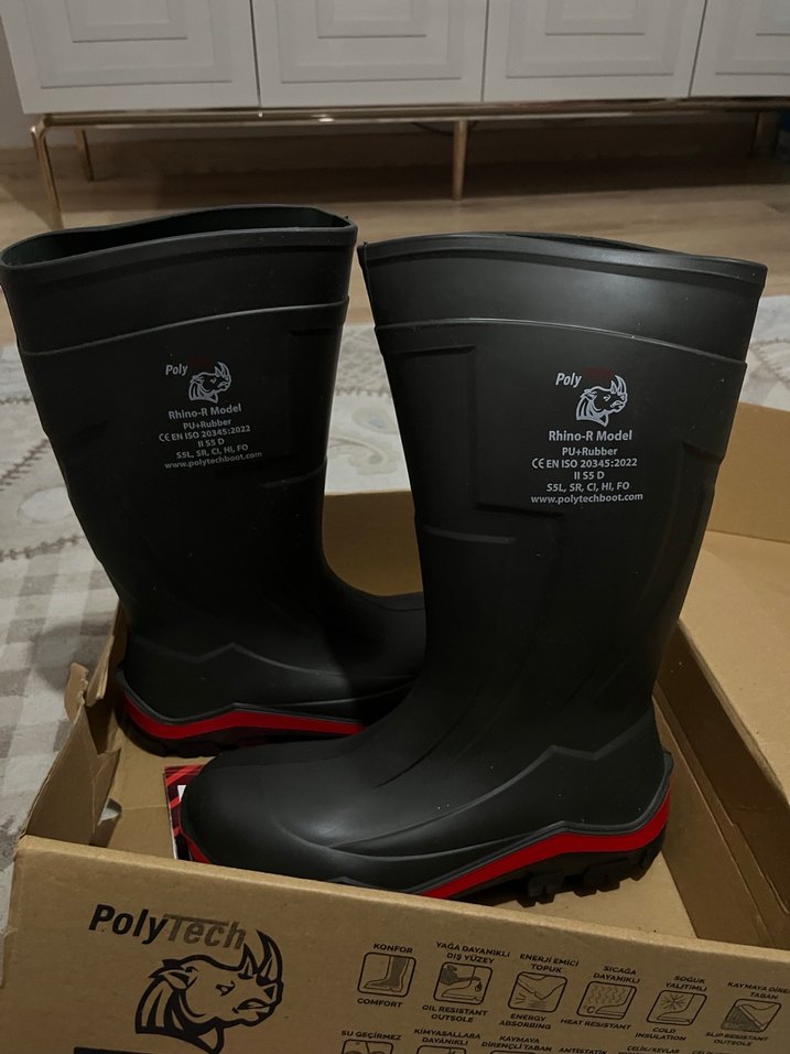 Erkek Siyah Kauçuk Diz Boyu Botlar - Görsel 2