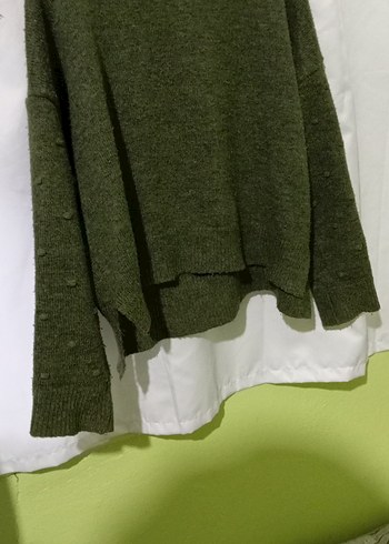 Kadın Yeşil Örgü Yün Kazak - Görsel 9