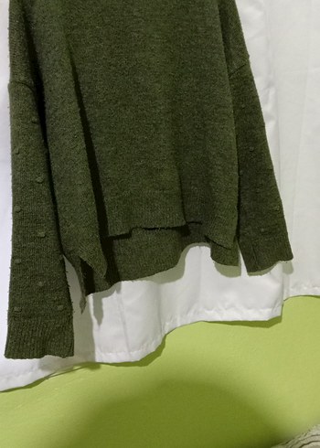 Kadın Yeşil Örgü Yün Kazak - Görsel 2