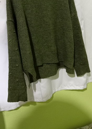 Kadın Yeşil Örgü Yün Kazak - Görsel 10