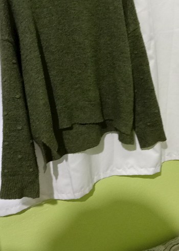 Kadın Yeşil Örgü Yün Kazak - Görsel 6