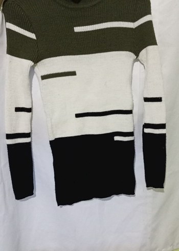 Uzun Kollu Boğazlı Renkli Triko Kadın Kazak - Görsel 3