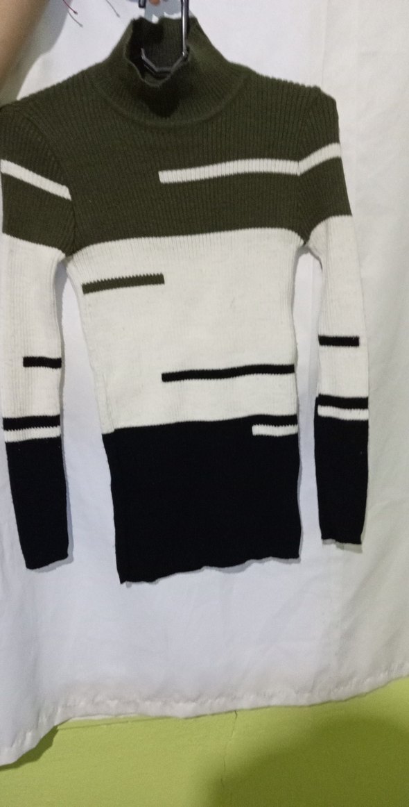 Uzun Kollu Boğazlı Renkli Triko Kadın Kazak - Görsel 4