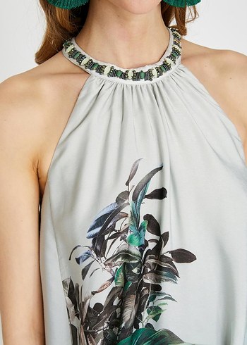 Koton Yeşil Saten Akıcı Elbise 34/XS - Görsel 2