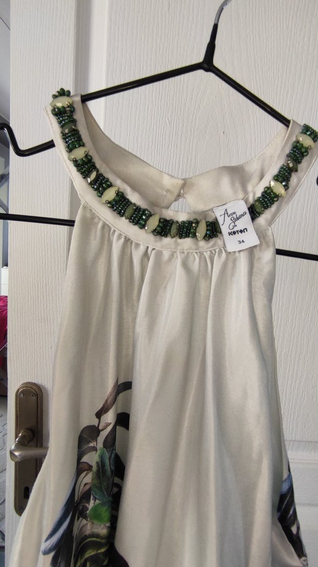 Koton Yeşil Saten Akıcı Elbise 34/XS - Görsel 4