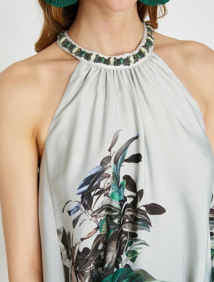 Koton Yeşil Saten Akıcı Elbise 34/XS - Görsel 2