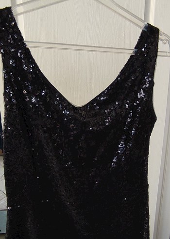 Siyah Payetli Abiye Elbise Koton - Görsel 6