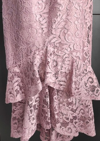 Gül Kurusu  Dantel İşlemeli Elbise L Beden - Görsel 6