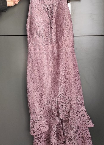 Gül Kurusu  Dantel İşlemeli Elbise L Beden - Görsel 4