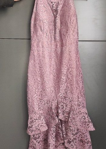 Gül Kurusu  Dantel İşlemeli Elbise L Beden - Görsel 5