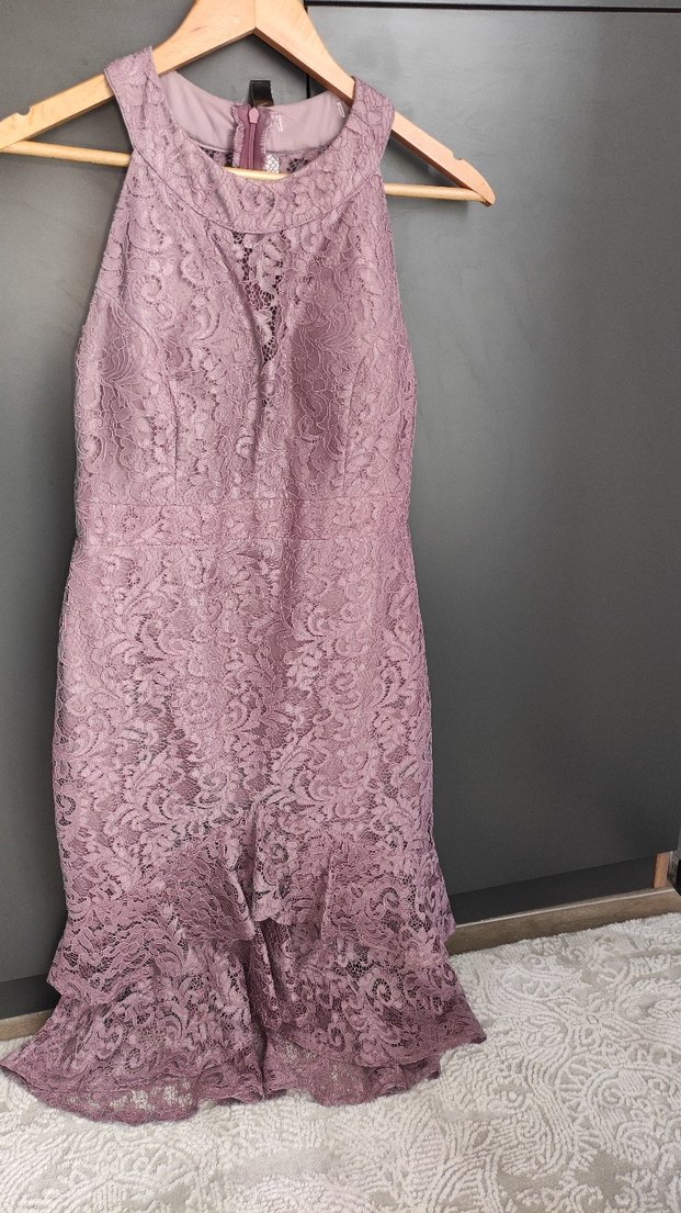 Gül Kurusu  Dantel İşlemeli Elbise L Beden - Görsel 2