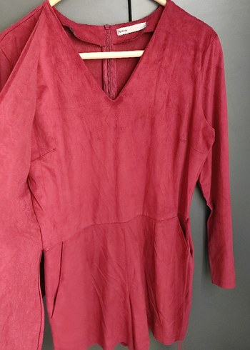 Süet Görünümlü Bağlamalı Şort Tulum M - Görsel 4