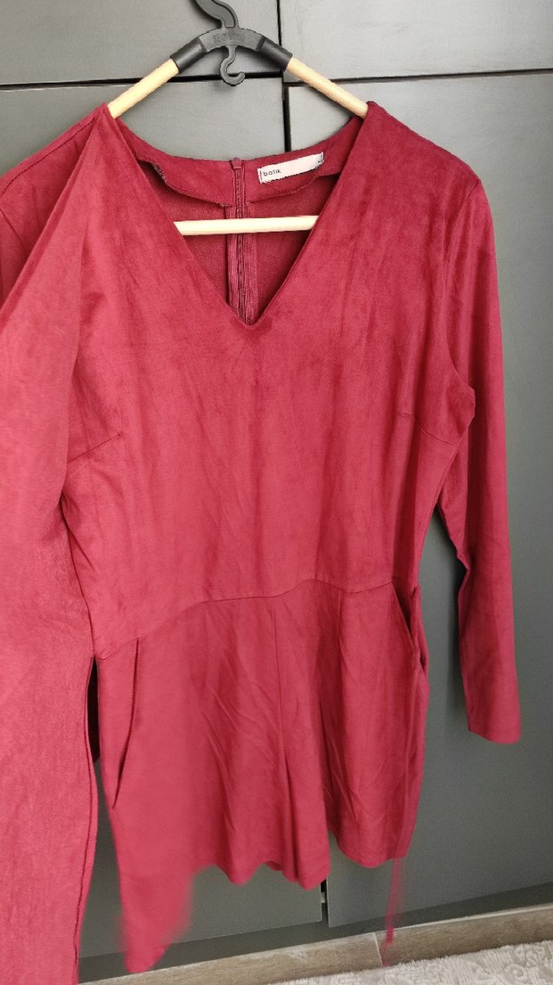 Süet Görünümlü Bağlamalı Şort Tulum M - Görsel 4