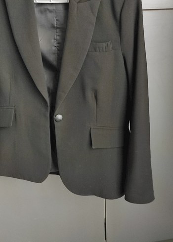 Düğmeli Siyah Kadın Blazer Ceket - Görsel 7