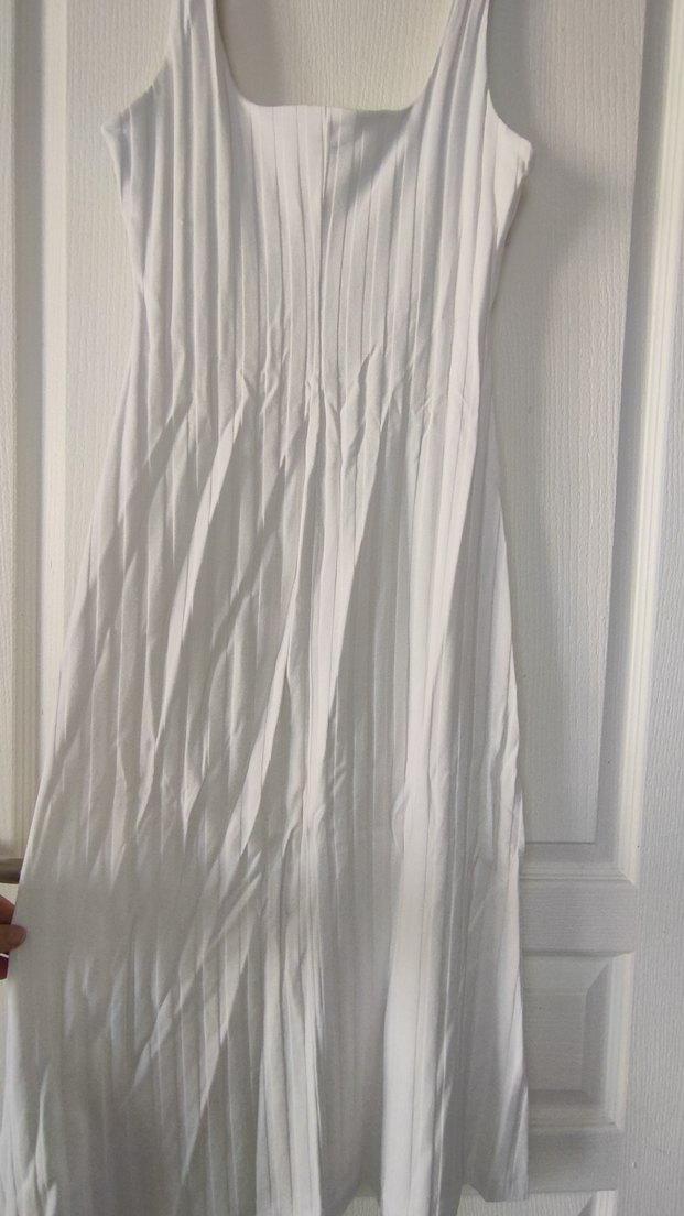 Zara Beyaz Elbise S Beden Kare Yaka - Görsel 5