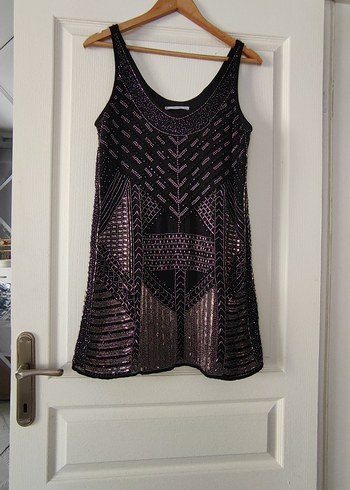 Mango Suit Full Boncuk İşlemeli Elbise S - Görsel 5