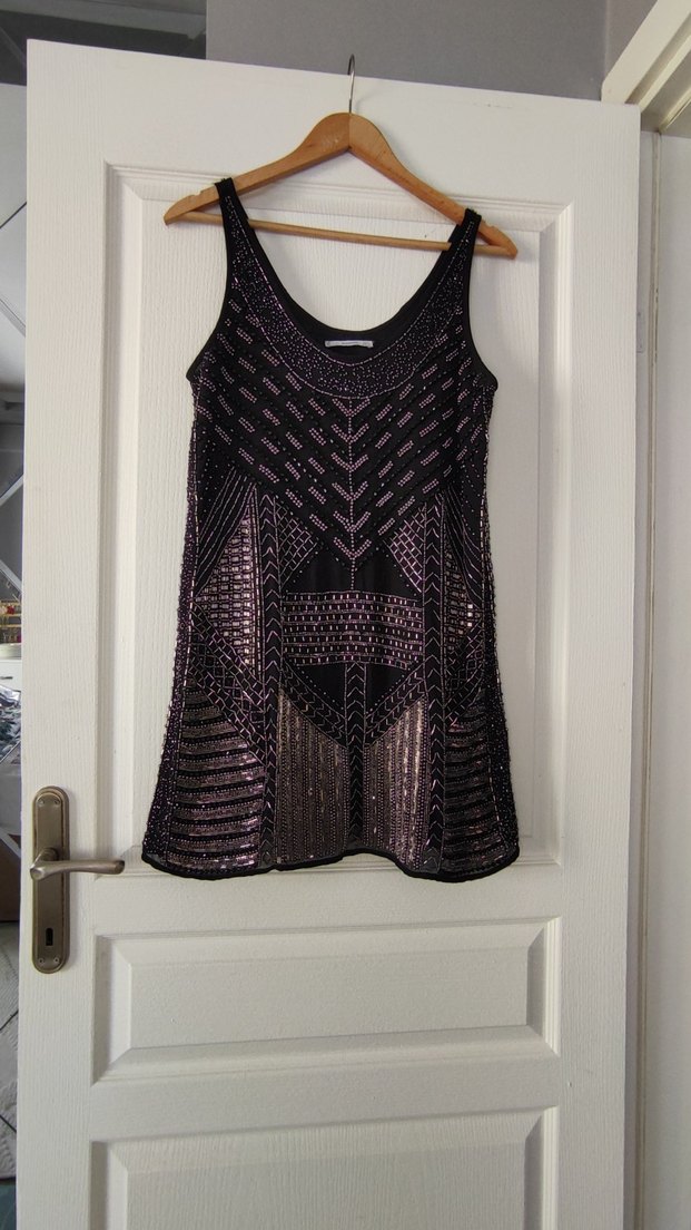 Mango Suit Full Boncuk İşlemeli Elbise S - Görsel 5