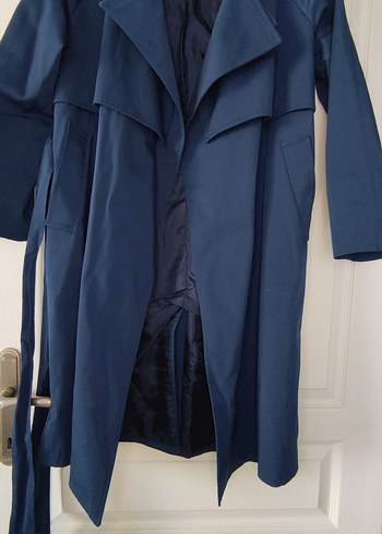 Y London Lacivert Uzun Trençkot Drapeli Yaka - Görsel 6