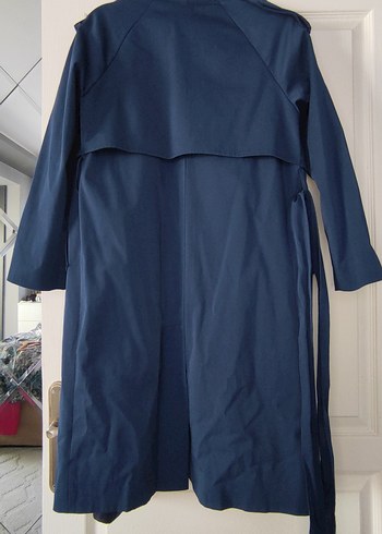 Y London Lacivert Uzun Trençkot Drapeli Yaka - Görsel 4