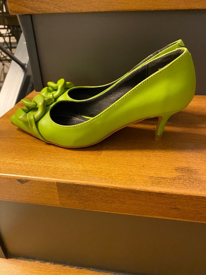 Yeşil Tokalı Yüksek Topuklu Stiletto - Görsel 2