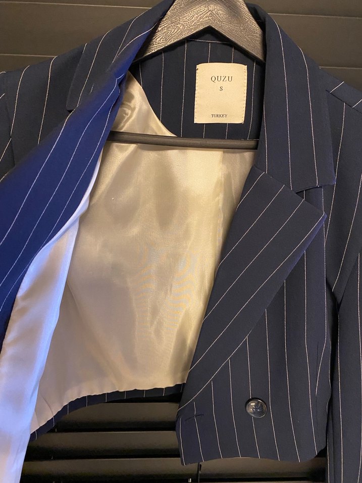 Quzu Lacivert çizgili takım  - Görsel 5