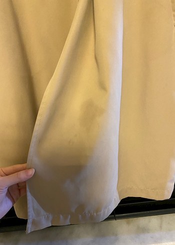 Stradivarius Bej Kadın Uzun Düğmeli Trençkot - Görsel 4