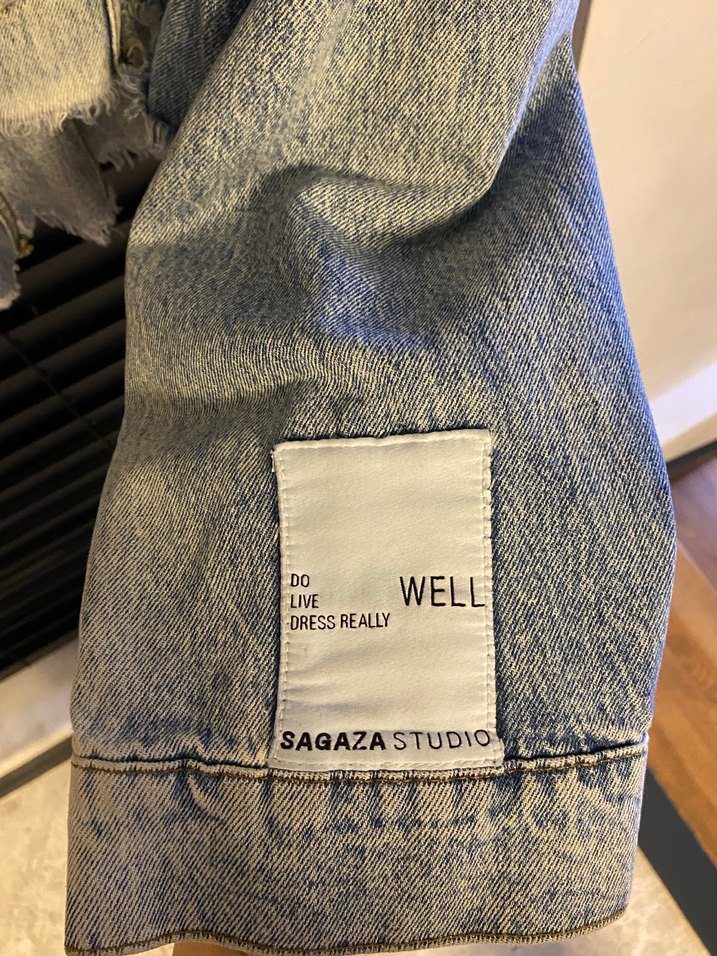 Sagaza Salaş Kesim Mavi Denim Ceket - Görsel 3