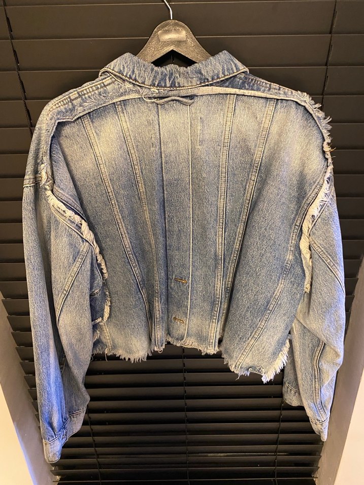 Sagaza Salaş Kesim Mavi Denim Ceket - Görsel 2