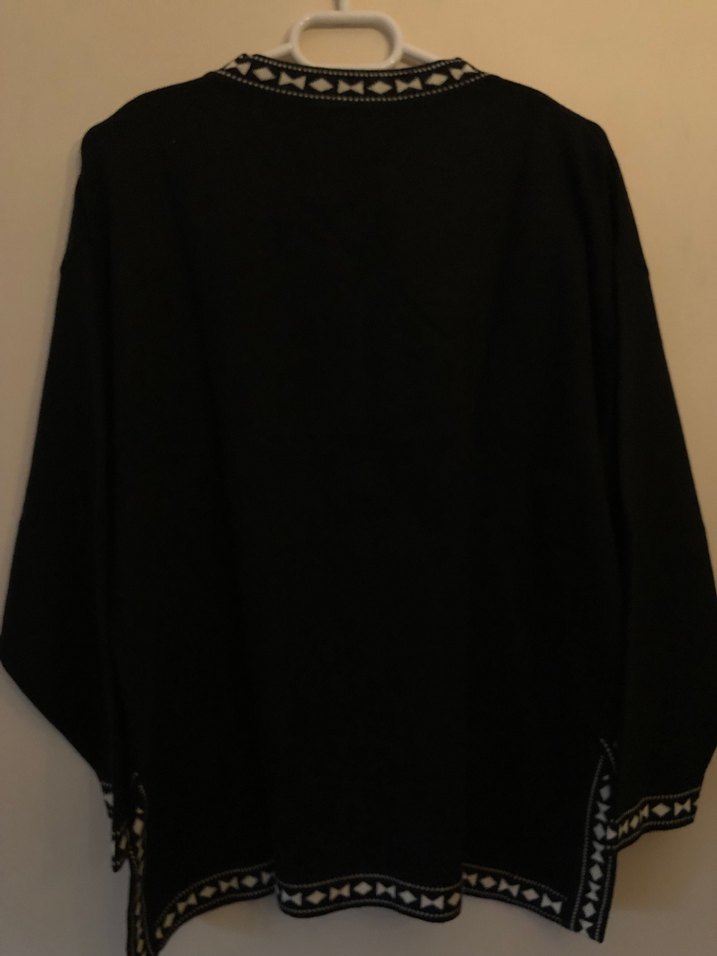 Nakışlı Siyah Uzun Kollu Bohem Kadın Bluz - Görsel 2