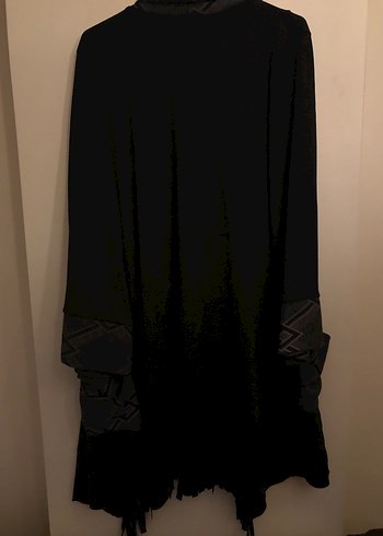 Uzun, Desenli Siyah Hırka - Görsel 2