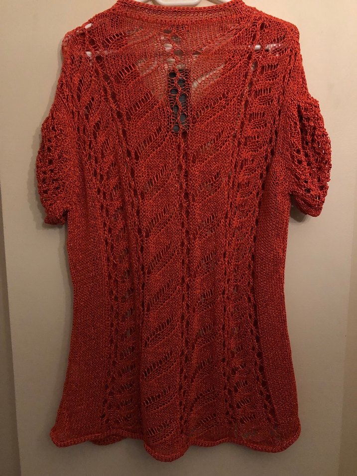 Kırmızı Bohem Örgü Kadın Kısa Kollu Kazak - Görsel 2