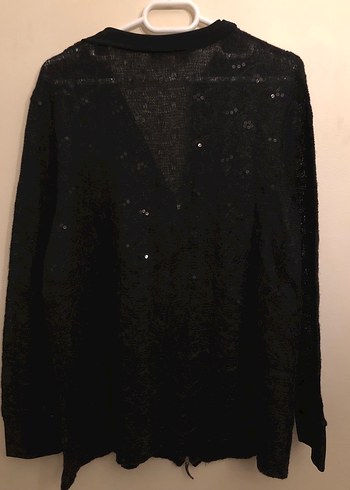 Siyah Düğmeli Uzun Kollu Triko Hırka - Görsel 2