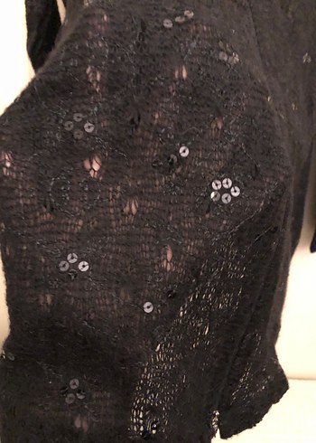 Siyah Düğmeli Uzun Kollu Triko Hırka - Görsel 3