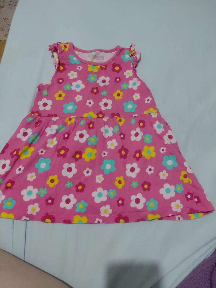 Renkli Çiçek Desenli Kolsuz Kız Elbisesi - Görsel 2