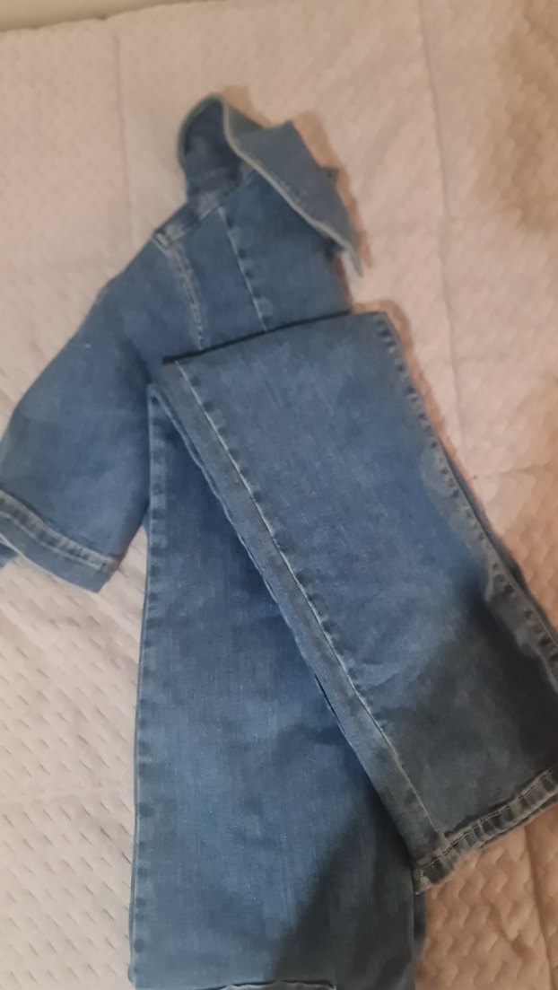 Kadın Mavi Denim Kısa Kollu Tulum - Görsel 3