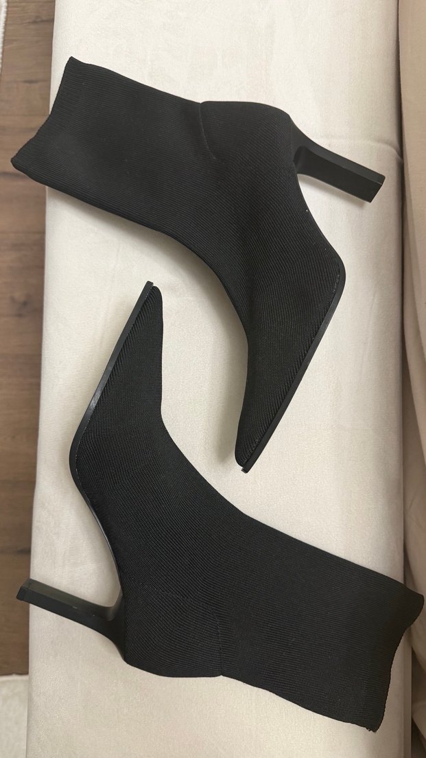 Siyah Elastik Stiletto Topuklu Kadın Bot - Görsel 3