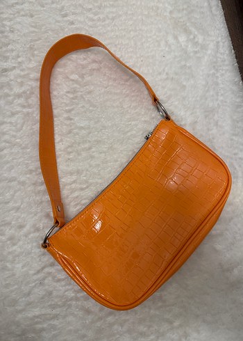 Turuncu Krokodil Desenli Kadın Deri Çanta - Görsel 3