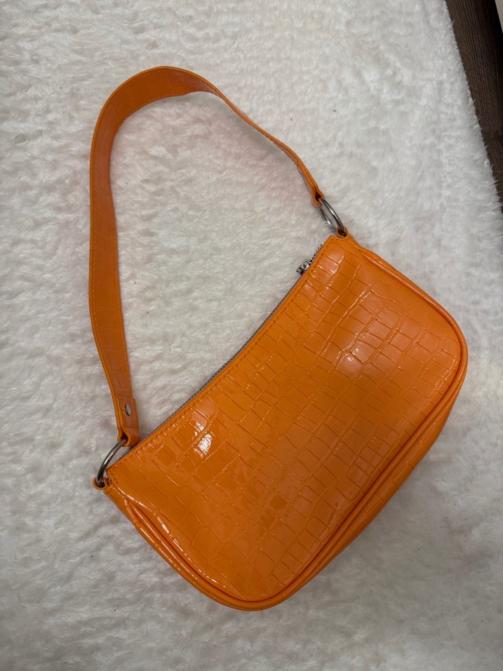 Turuncu Krokodil Desenli Kadın Deri Çanta - Görsel 3