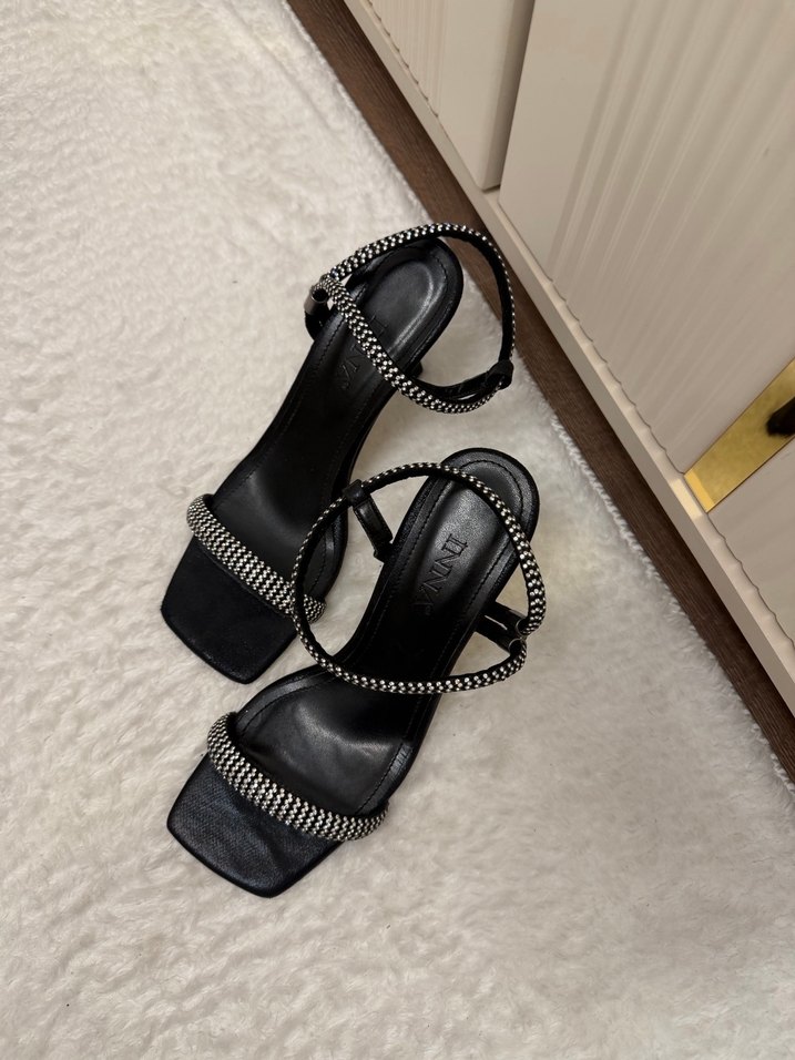 Siyah Yılan Desenli Stiletto Kadın Topuklu Ayakkabı - Görsel 2