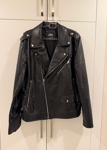 Siyah Deri Biker Ceket - Görsel 2