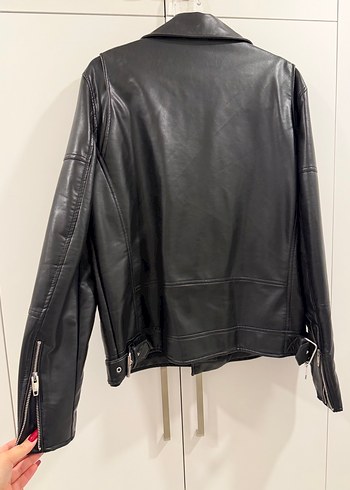 Siyah Deri Biker Ceket - Görsel 4
