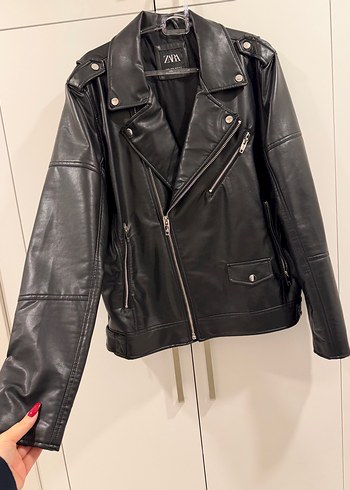Siyah Deri Biker Ceket - Görsel 3