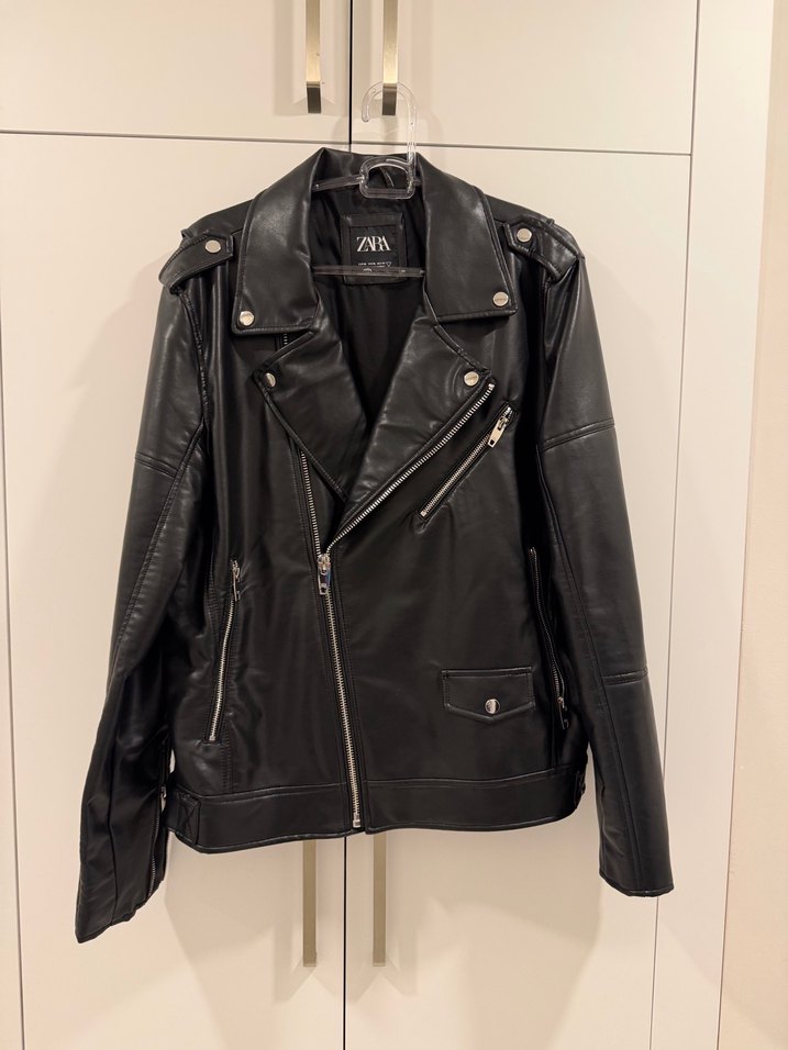 Siyah Deri Biker Ceket - Görsel 2